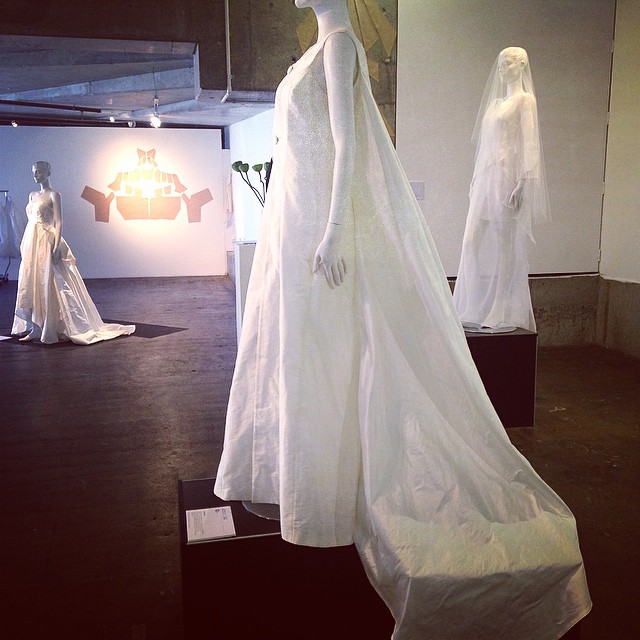 L to R: Verity, Alexandra, and Isadora gowns at Concept to Creation exhibition as part of VAMFF cultural program. Last day of exhibition today @vamff @novacancygallery @silktrader #alexsiscstar #novacancygallery #vamff #gown #silk #white #bride #wedd