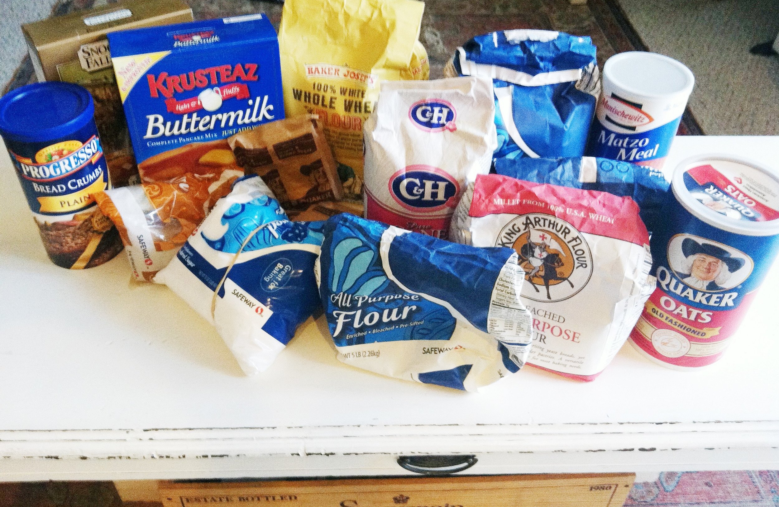 Actual photo of a fraction of my pantry clean out: the baking cabinet.