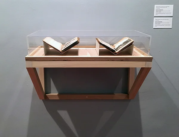 display shelf for The Getty's show "Metropolis"