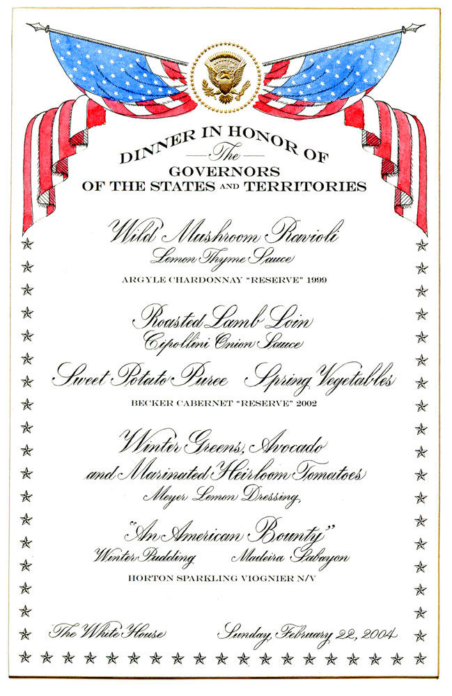 Governors Dinner Menu