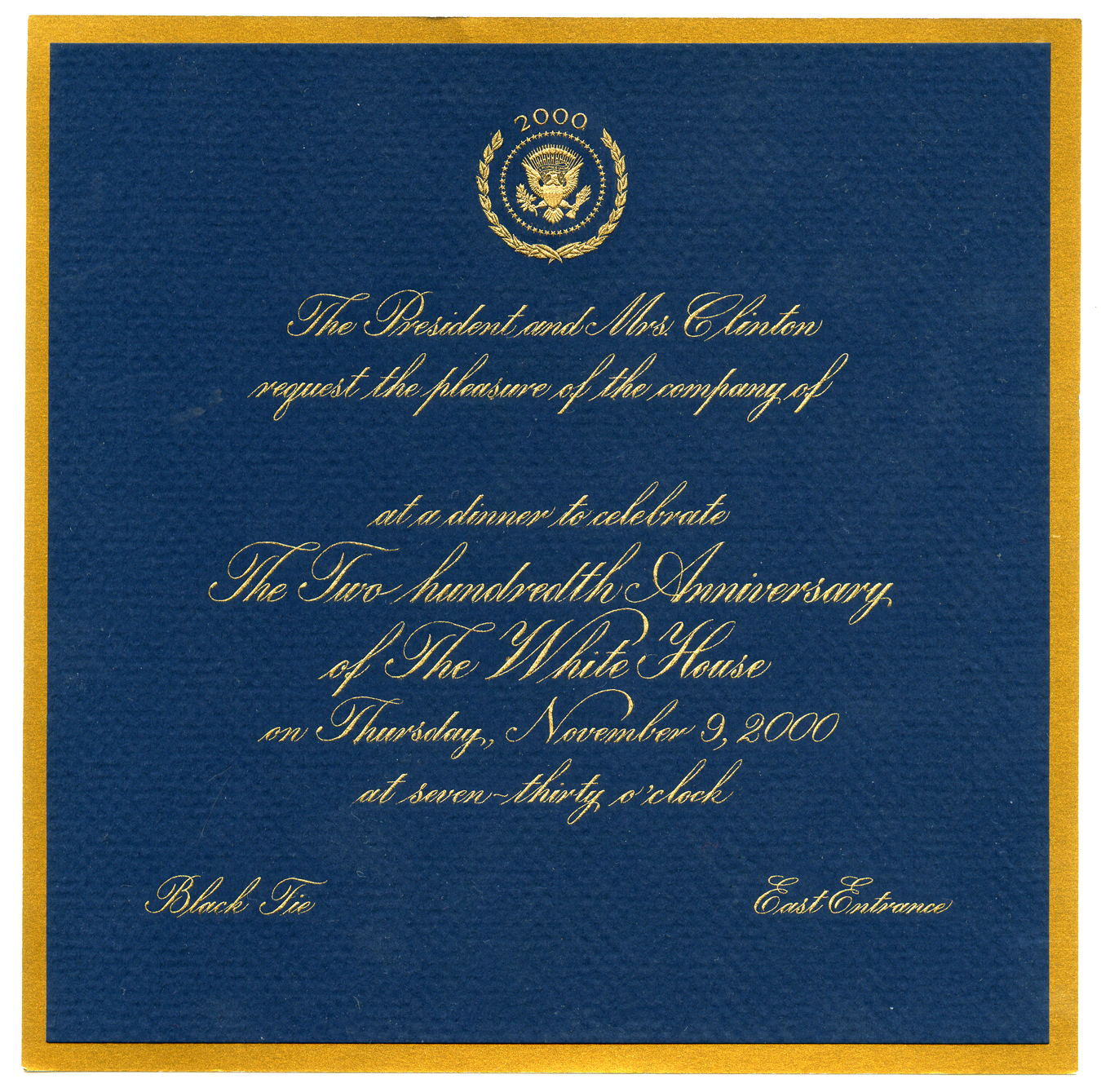 White House 200th Anniversary Invitation