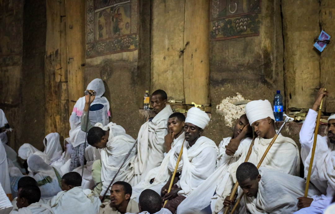 EXHAUSTED worshipers doze off during the final hours of the sermon