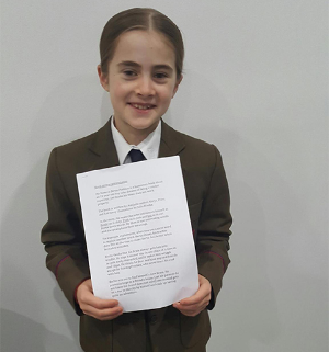 This is the very clever Frances who received an outstanding result for the book review she gave to her teacher and classmates at her primary school.