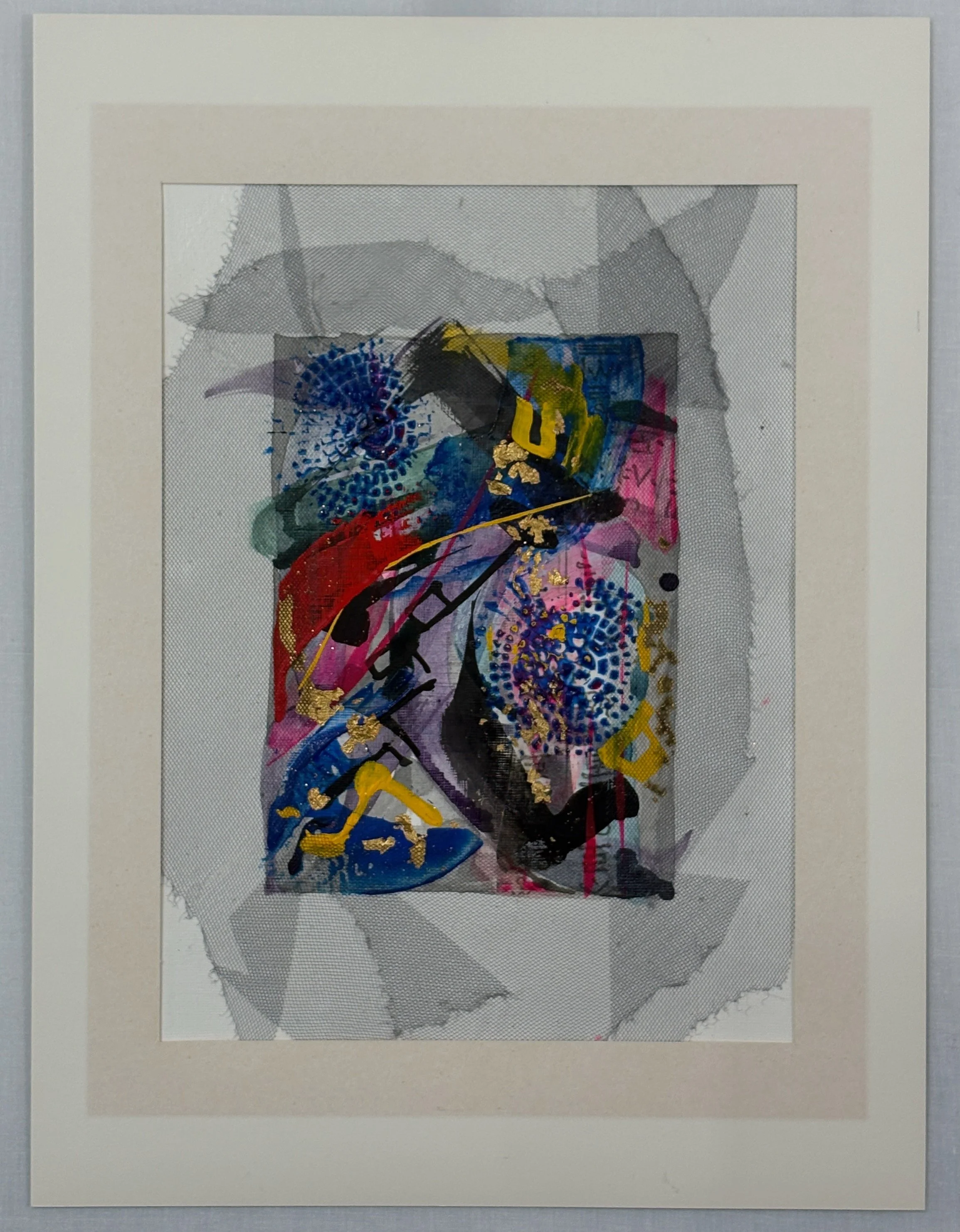 Obangsaek 4, Gouache pat mixed media on paper, 17 x 13 inches with frame, 2022.jpeg