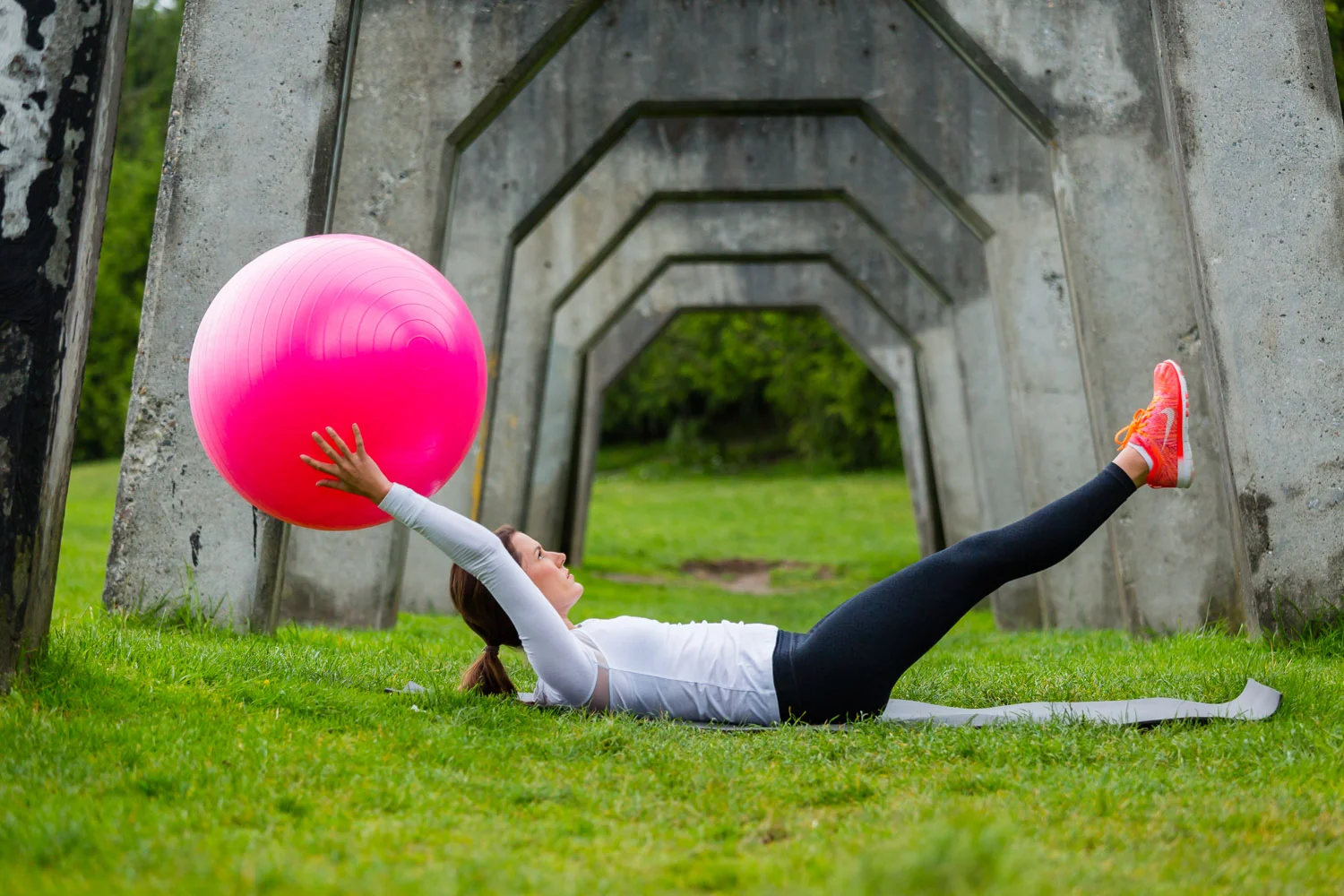 4. Stability Ball Exchange x20 - Exchange stability ball from hands and feet with low back firmly planted on ground. 