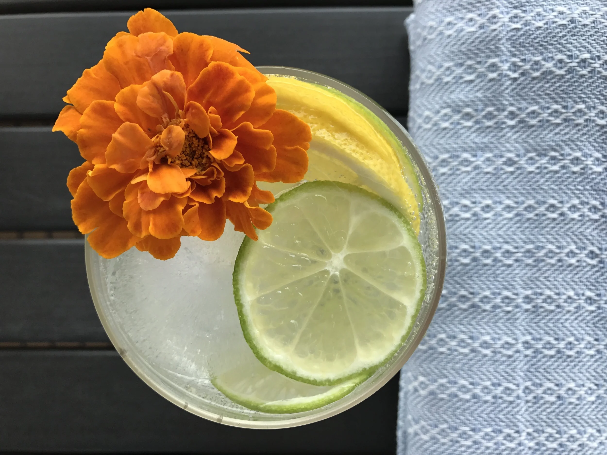 Lemon or lime (or mixed!) La Croix bubbles with freshly sliced lemon & lime. 