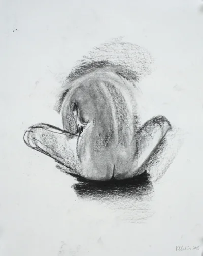 figure bending charcoal on paper 18x24"
