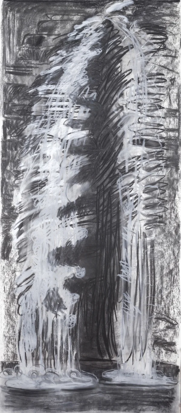 Waterfall I charcoal, pastel, conte crayon on paper 42x80"