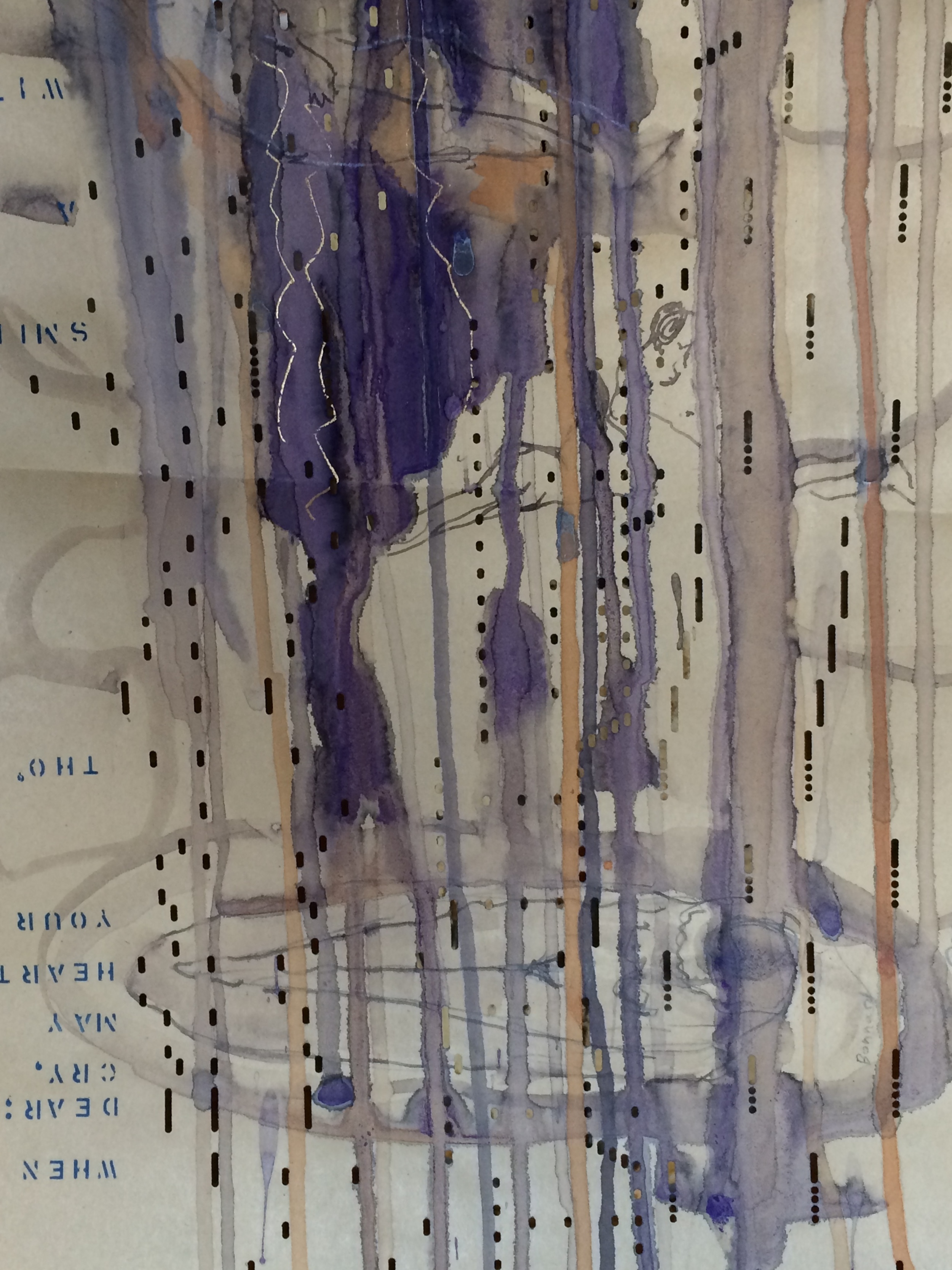 Waterfall and Women, detail (Bonnard) altered piano roll