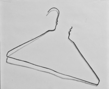 Coat Hanger 2.0 #she’scomeundone 2016, charcoal, pencil, conte crayon on paper, 24x18