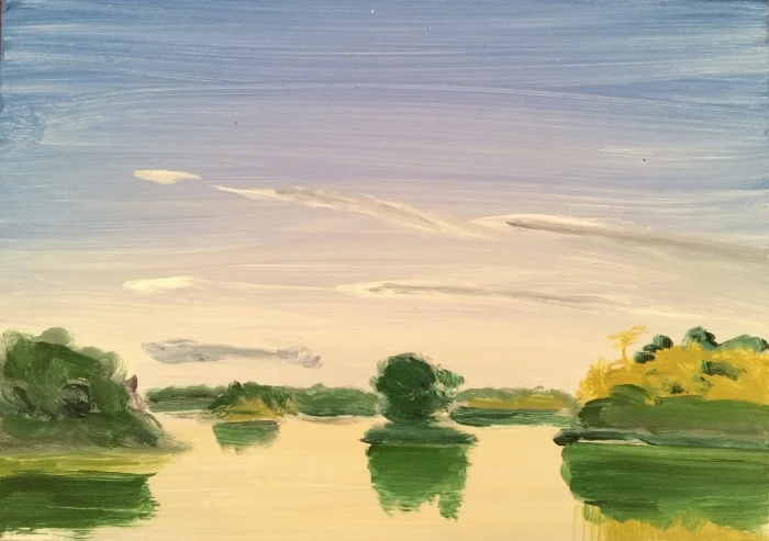 Yellow Sunshine oil on aluminum 5x7"