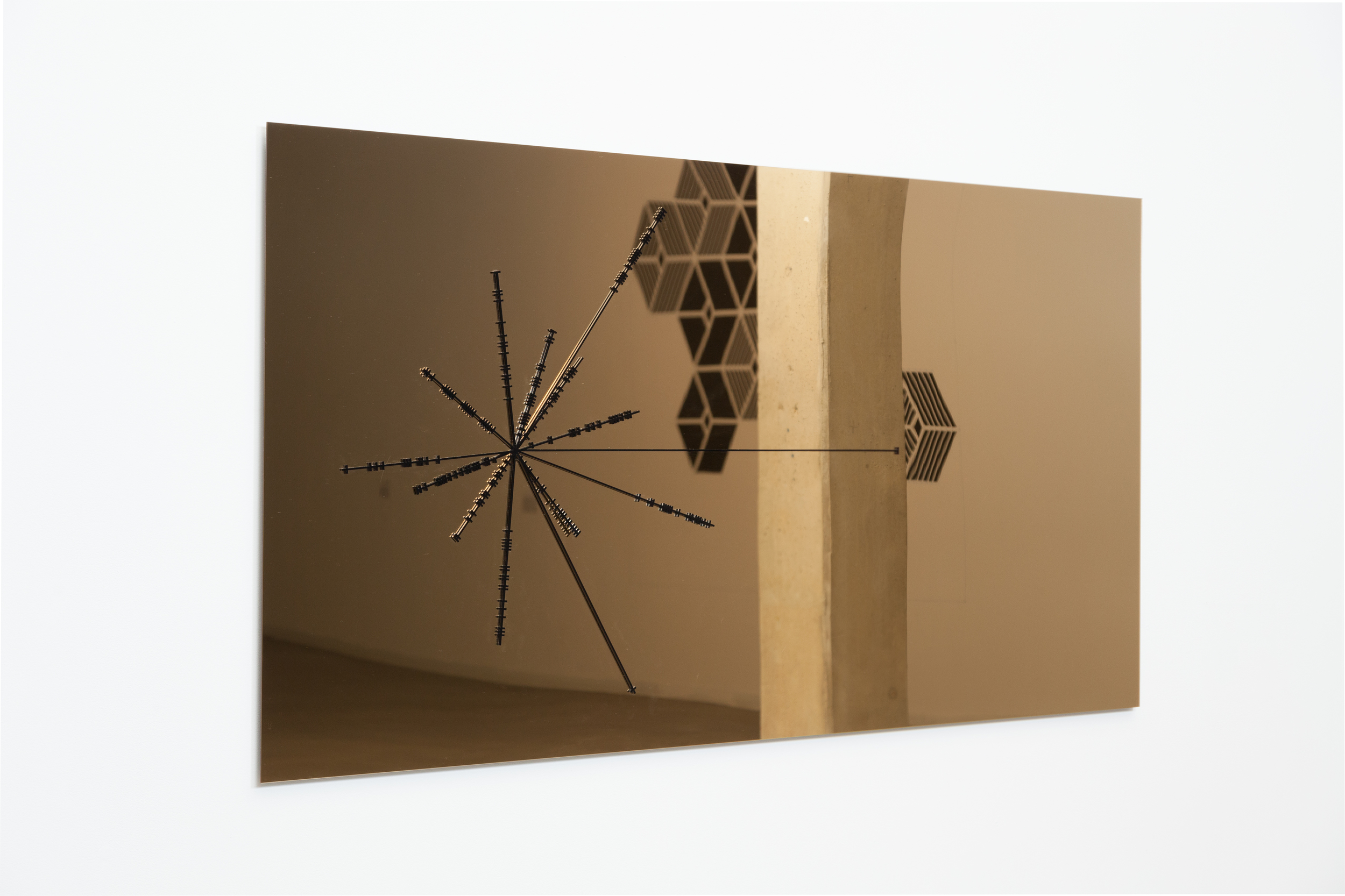 Pulsar Map (from the Reflections Series Aurum Edition), Gold mirror and black acrylic, 36" x 72",2016