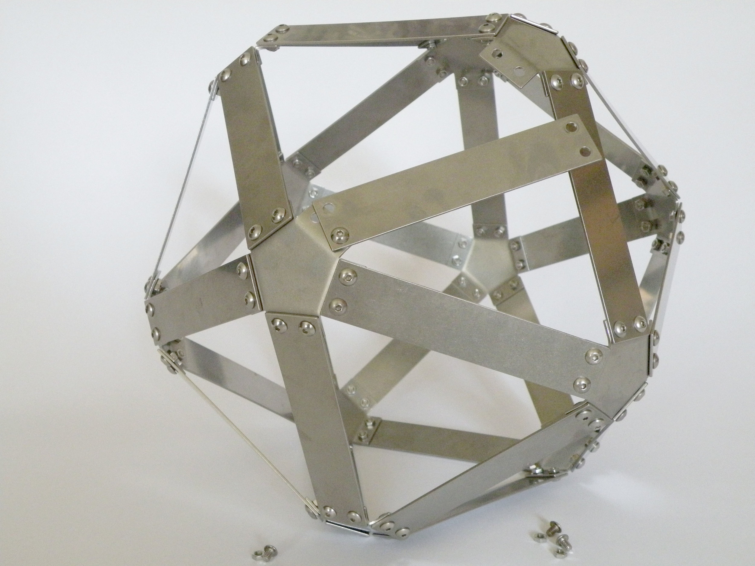 The construction of a metal icosahedron.