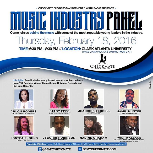 if you're in the Atlanta area, make sure you go check out this panel, some of our label's very own will be there to share the what(s), how(s) and when(s) about the music industry&quot;. Don't miss it. #tigrecords #checkmatebusiness #bemycheckmate