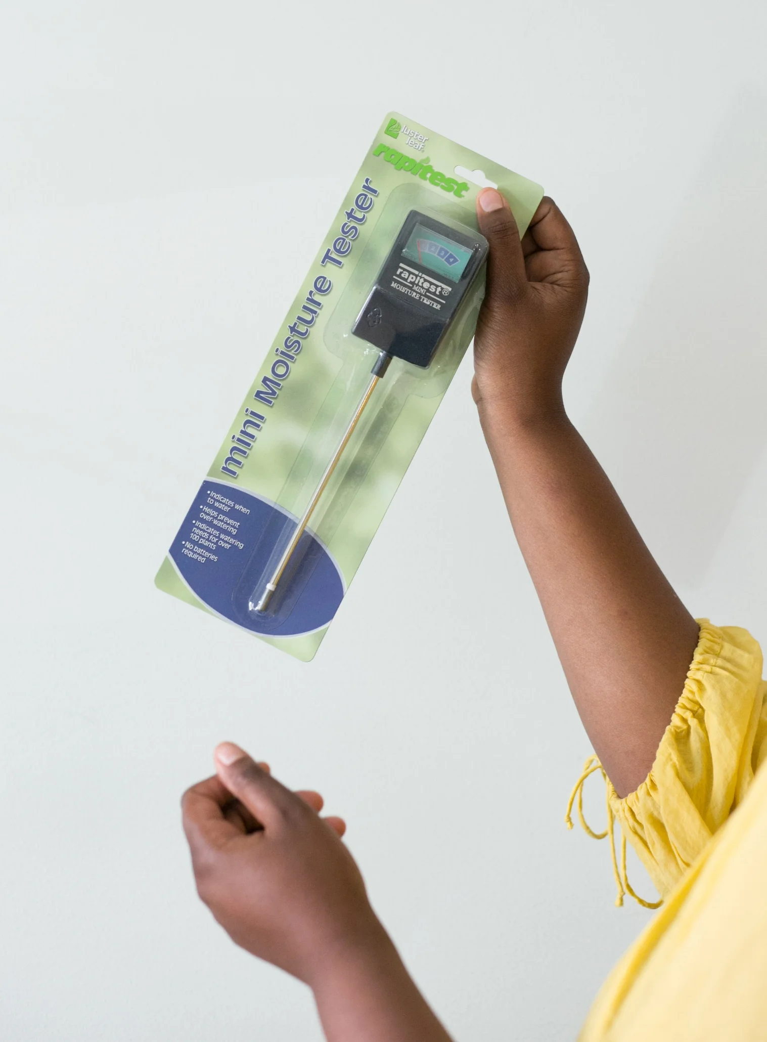 Moisture meters are great tools for beginners to check the soil of your plants to see if they truly need to be watered. Stop by the shop to pick yours up or grab one online .