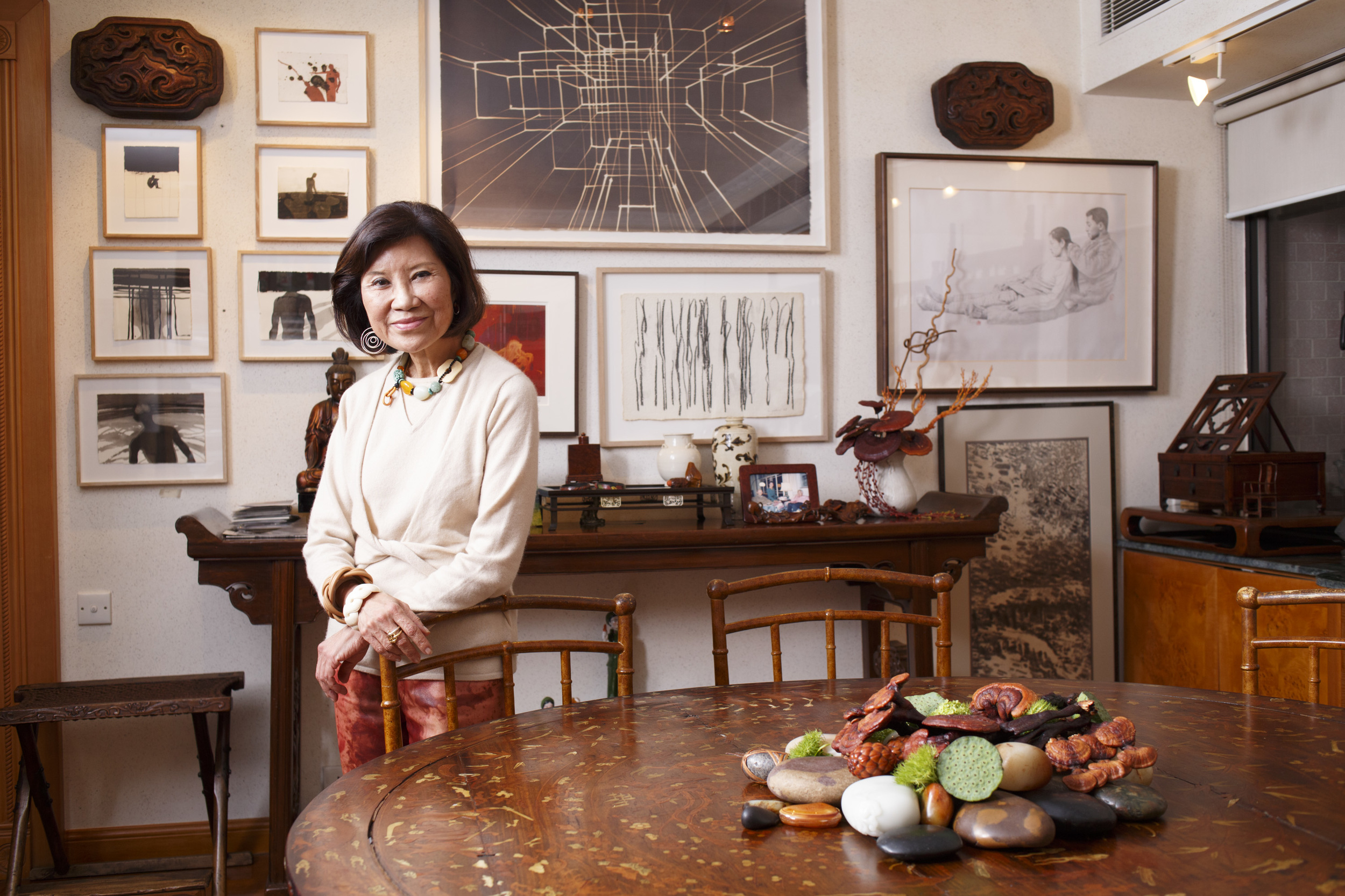 Kai-Yin Lo, Jewelry and Accessories Designer, Art and Cultural Advisor. Photographed at her home.