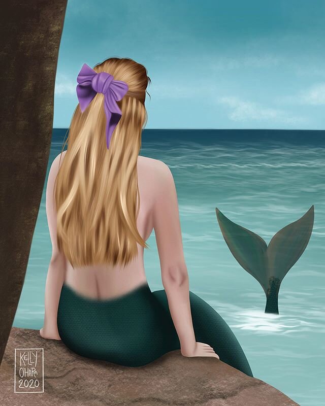 I have definitely been slacking on #MerMay this year, but here is a painting I finally finished from the other day. This one was for Day 15 of @judyblu27 and @madie_arts challenge which was #Bow. Still experimenting with a new painting style and I th