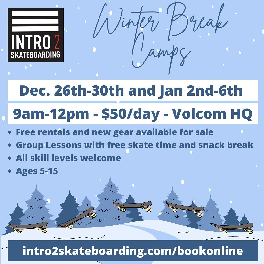 December and January schedule is live. Winter break camps and a few Saturday/holiday camps. ❄️