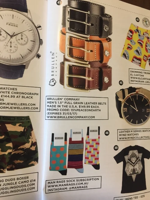 Brullen Company Leather Drago1 Leather Belts featured in British GQ Magazine