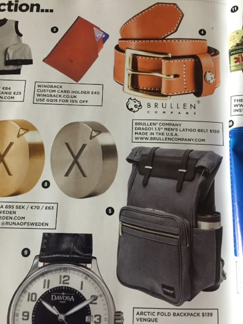 Drago1 Leather belt featured in British GQ Magazine