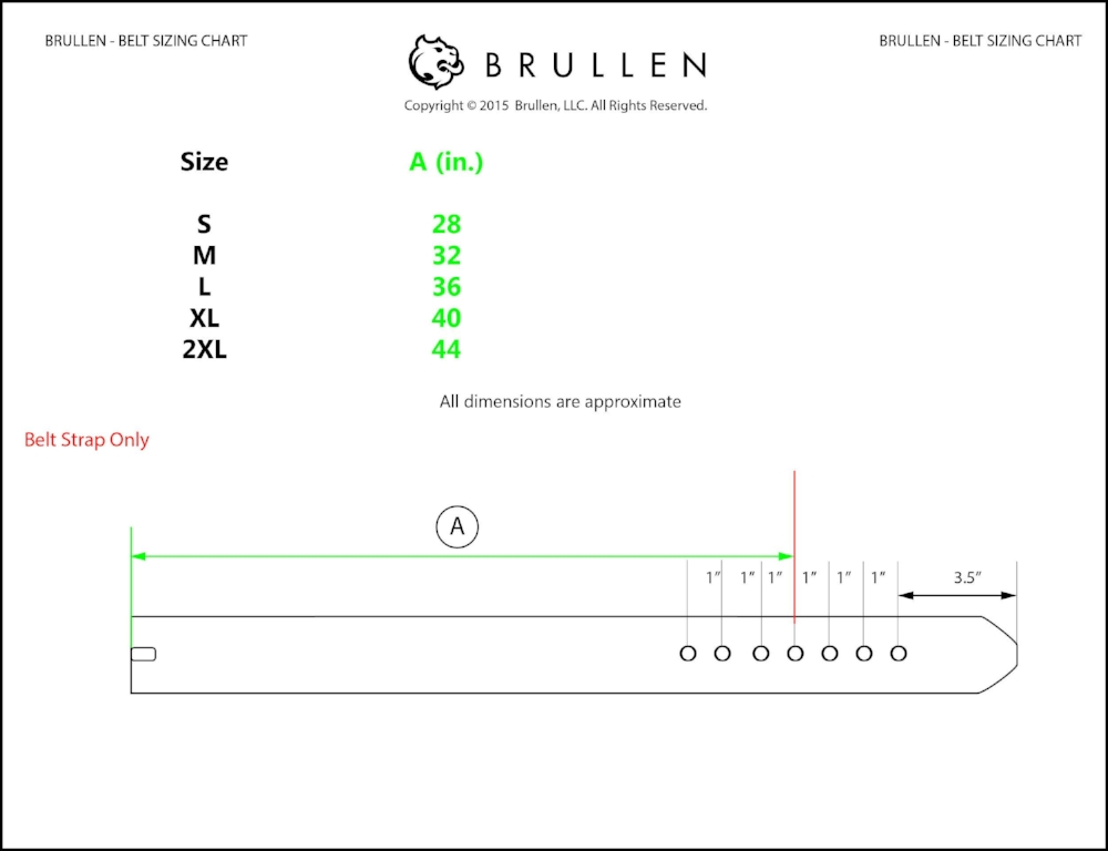 Leather Belt Sizing Chart | Brullen Company | Made in USA