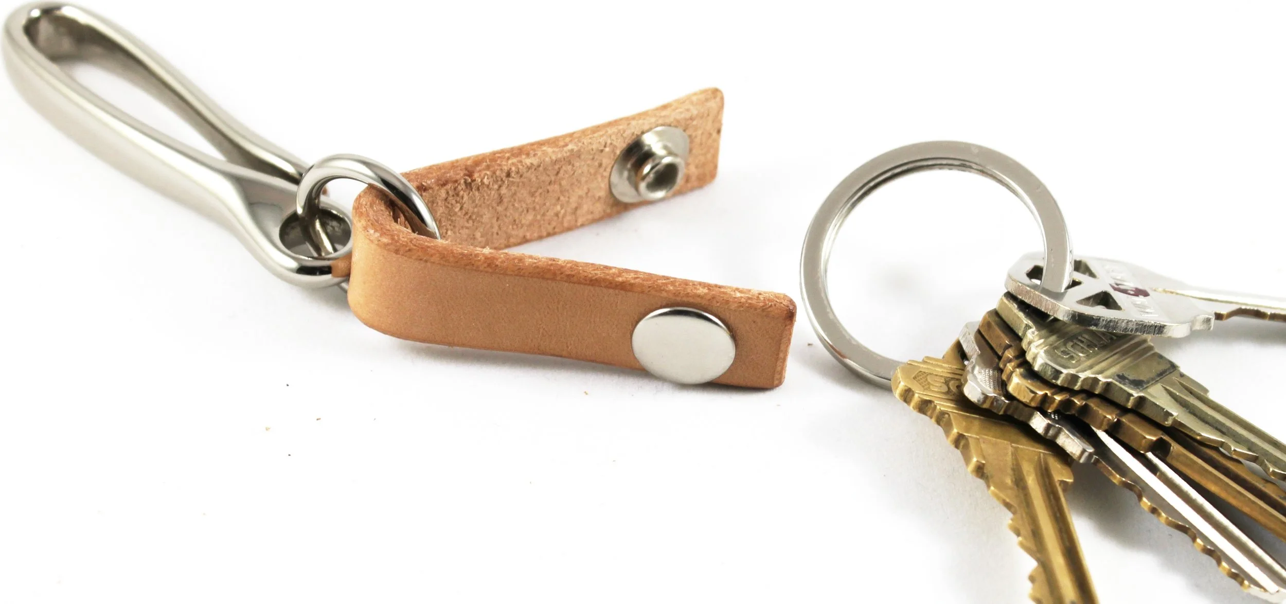 Leather Keychain | Women's Type 2FHS - Handmade in USA Fish Hook