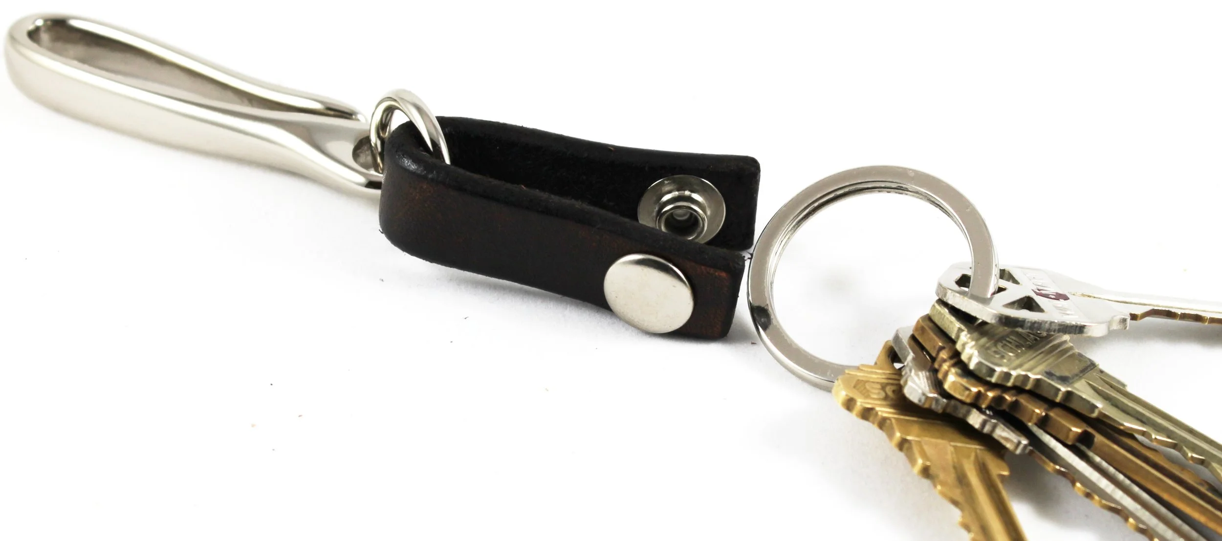 Leather Keychain | Women's Type 2FHS - Handmade in USA Fish Hook Dark Brown