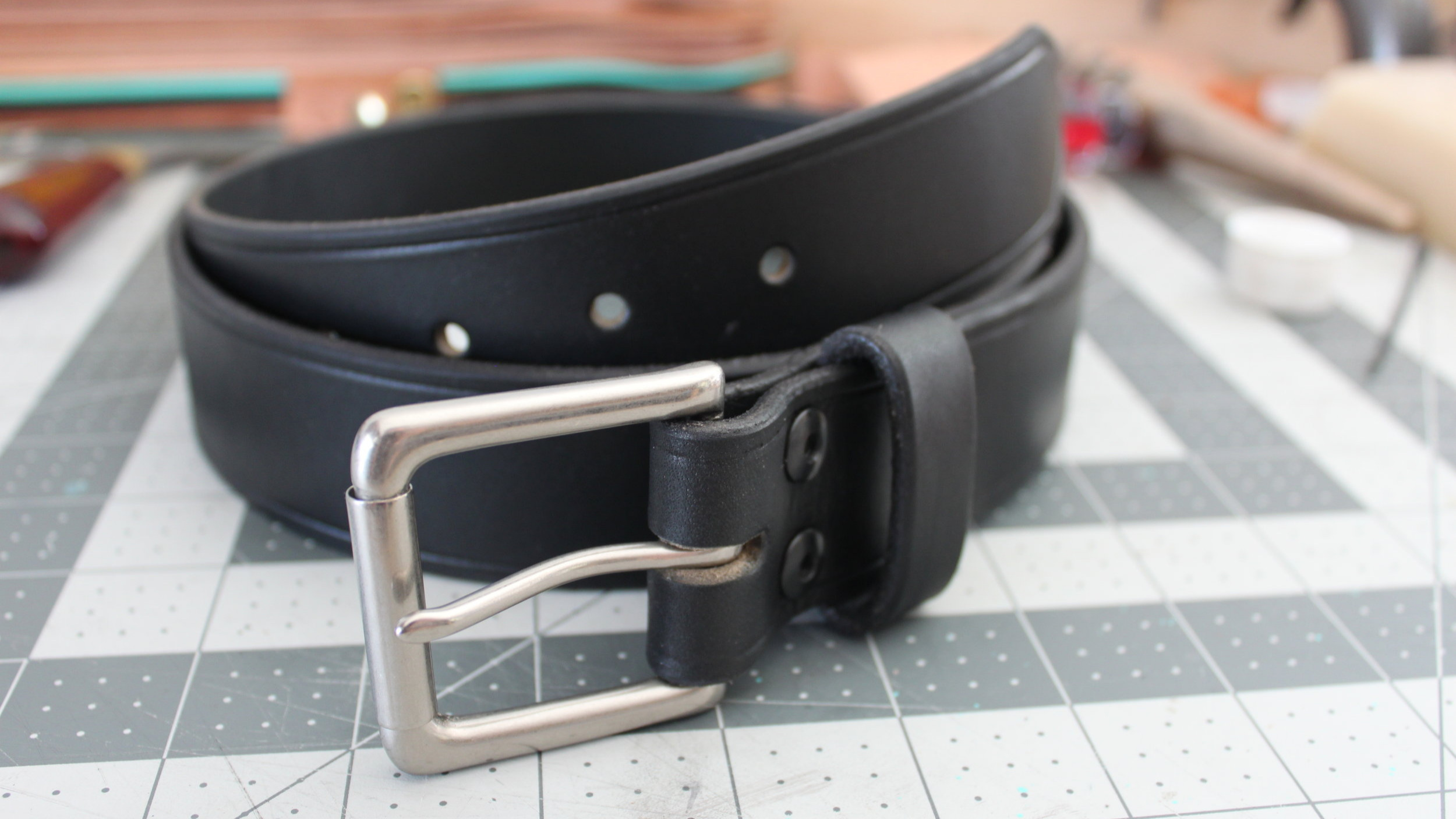Wickett and Craig Bridle Leather Black Belt | Made in USA | Handmade