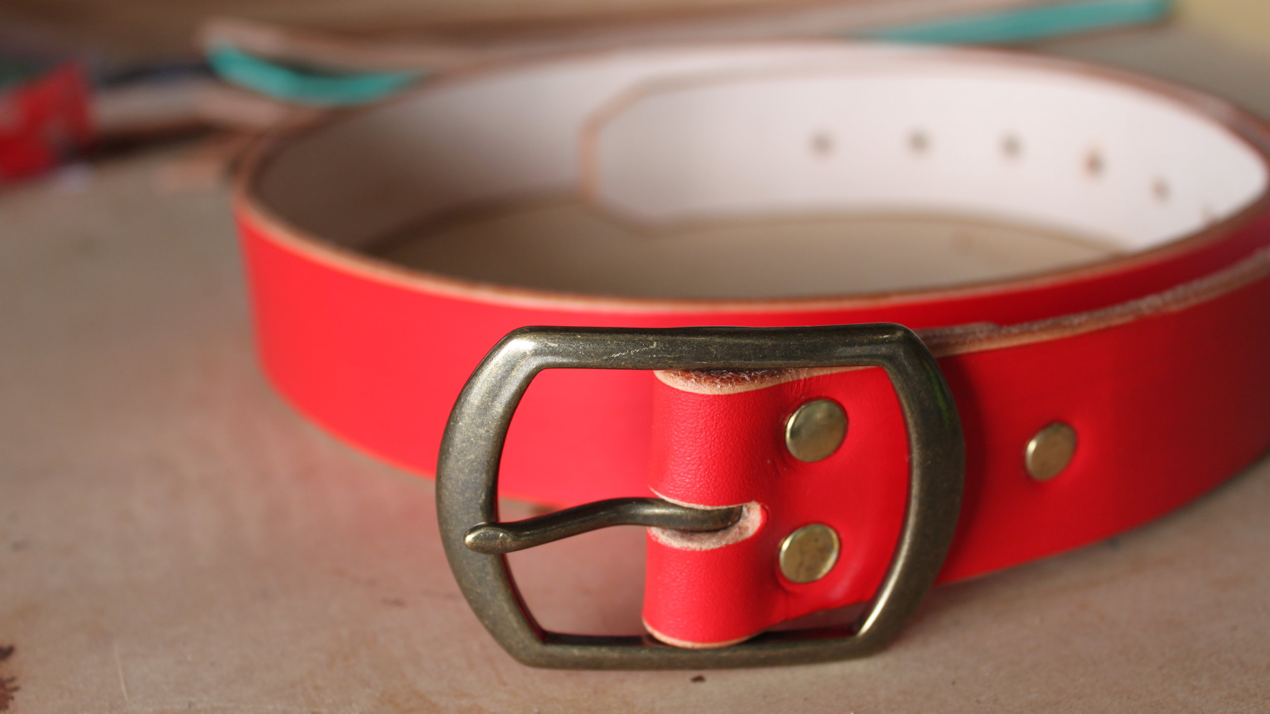 Red Leather Belt | Handmade In USA | Full Grain Leather