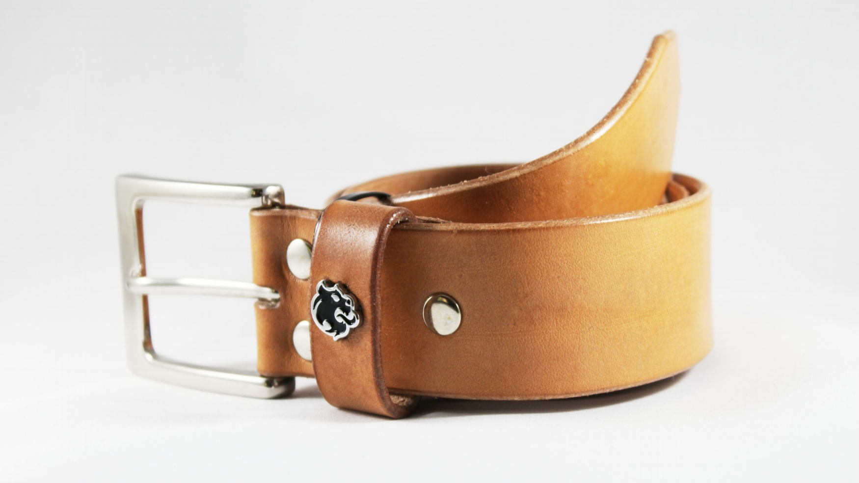 Natural Tan Leather Belt by Brullen Company | Handmade in USA | Solid Brass Buckle |
