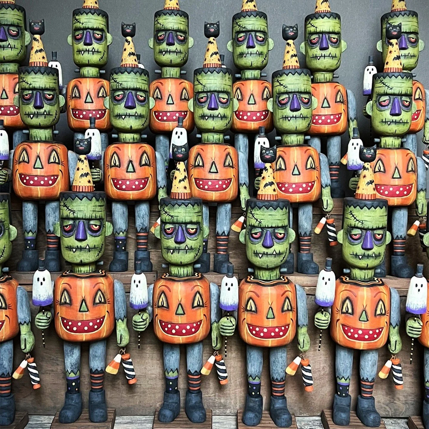 These Franks are off to their new homes and ready to get the Halloween party started!.. Final Halloween pre-order carvings shipped out today. Thank you to all who placed an order with me this season!
 
I'll have new Christmas pre-order designs availa