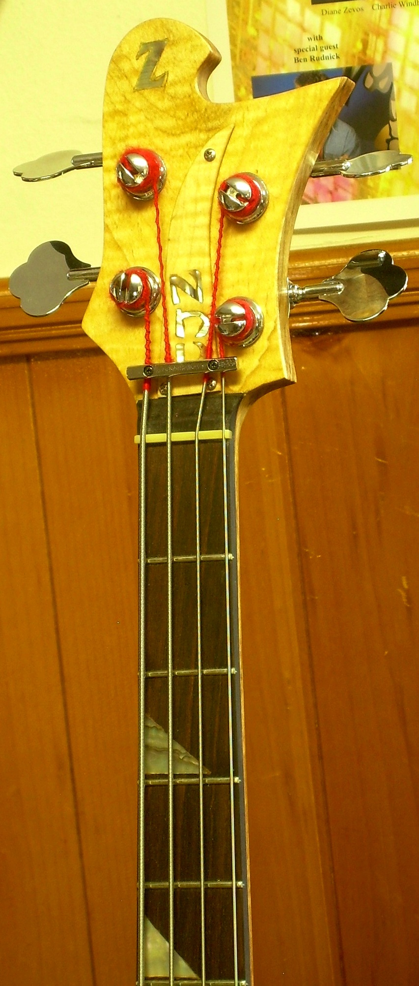 bass guitar made by John, inlayed by me