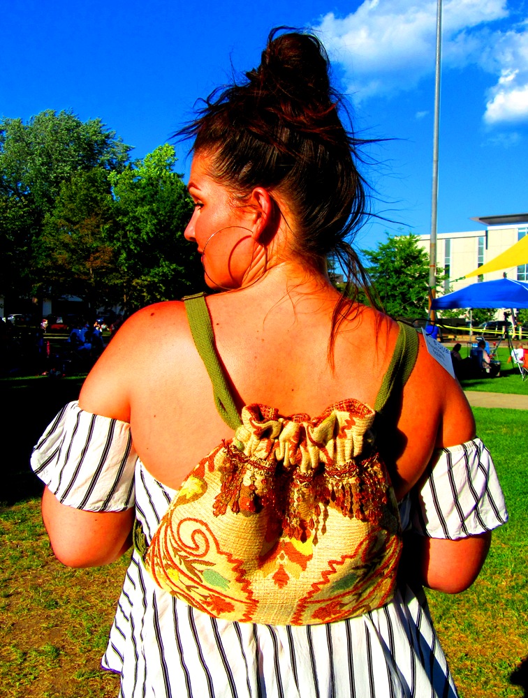 dutch design backpack with beads and straps