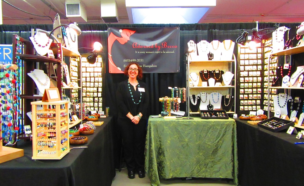 Across the aisle Becca, from Adorned by Becca, is back at the Made in NH Expo after a long hiatus. I'm sure they're glad she came back. 