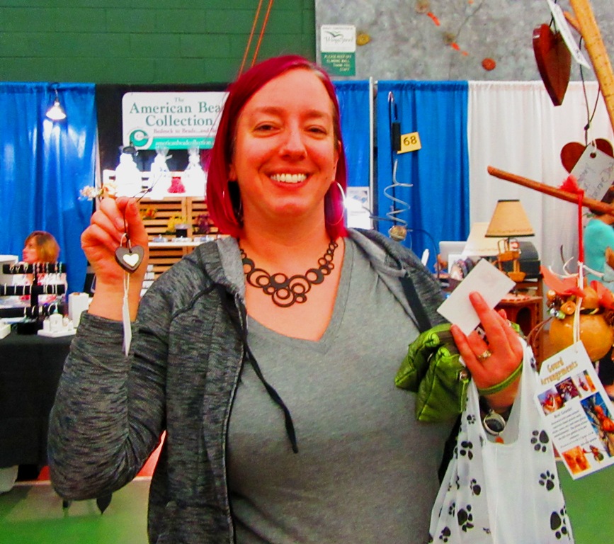 Lisa's purchase was another small rosewood heart and she let me take her picture. Thanks Lisa!