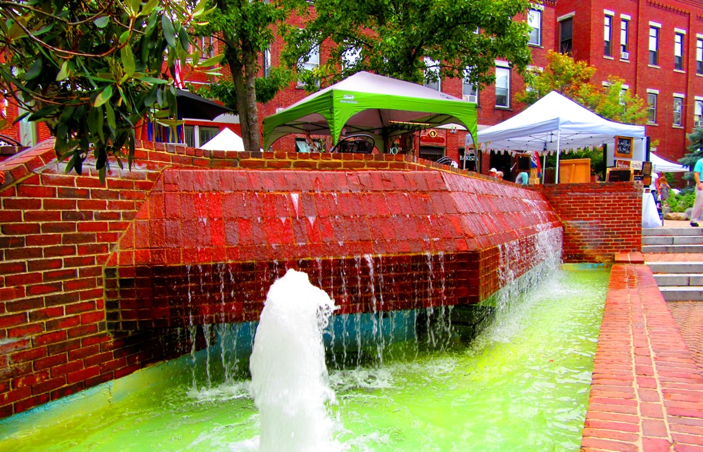 The waterfall is a big draw for children and adults alike.