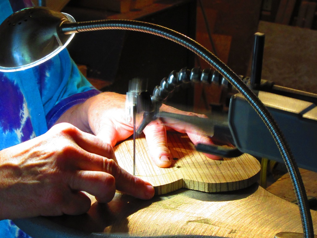 cutting Zebrawood hearts on scroll saw