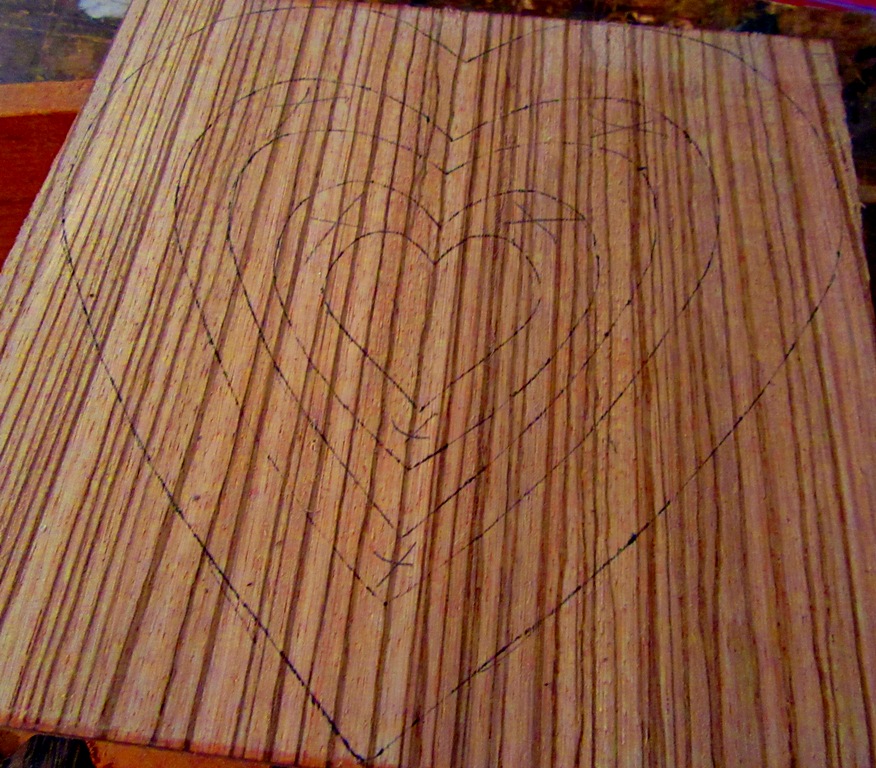 Zebrawood for hanging 3 heart piece