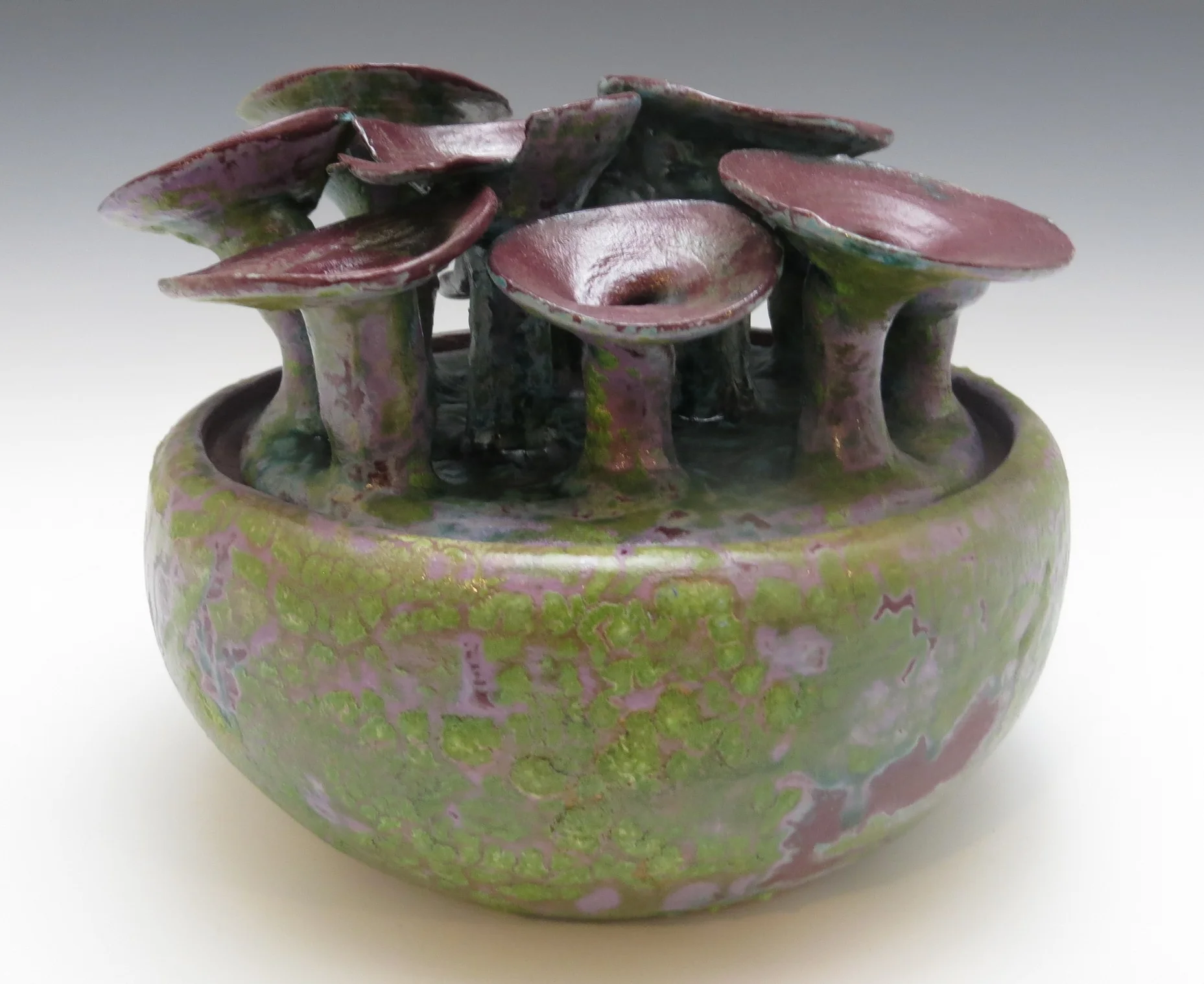 Covered Magenta Mushroom Bowl
