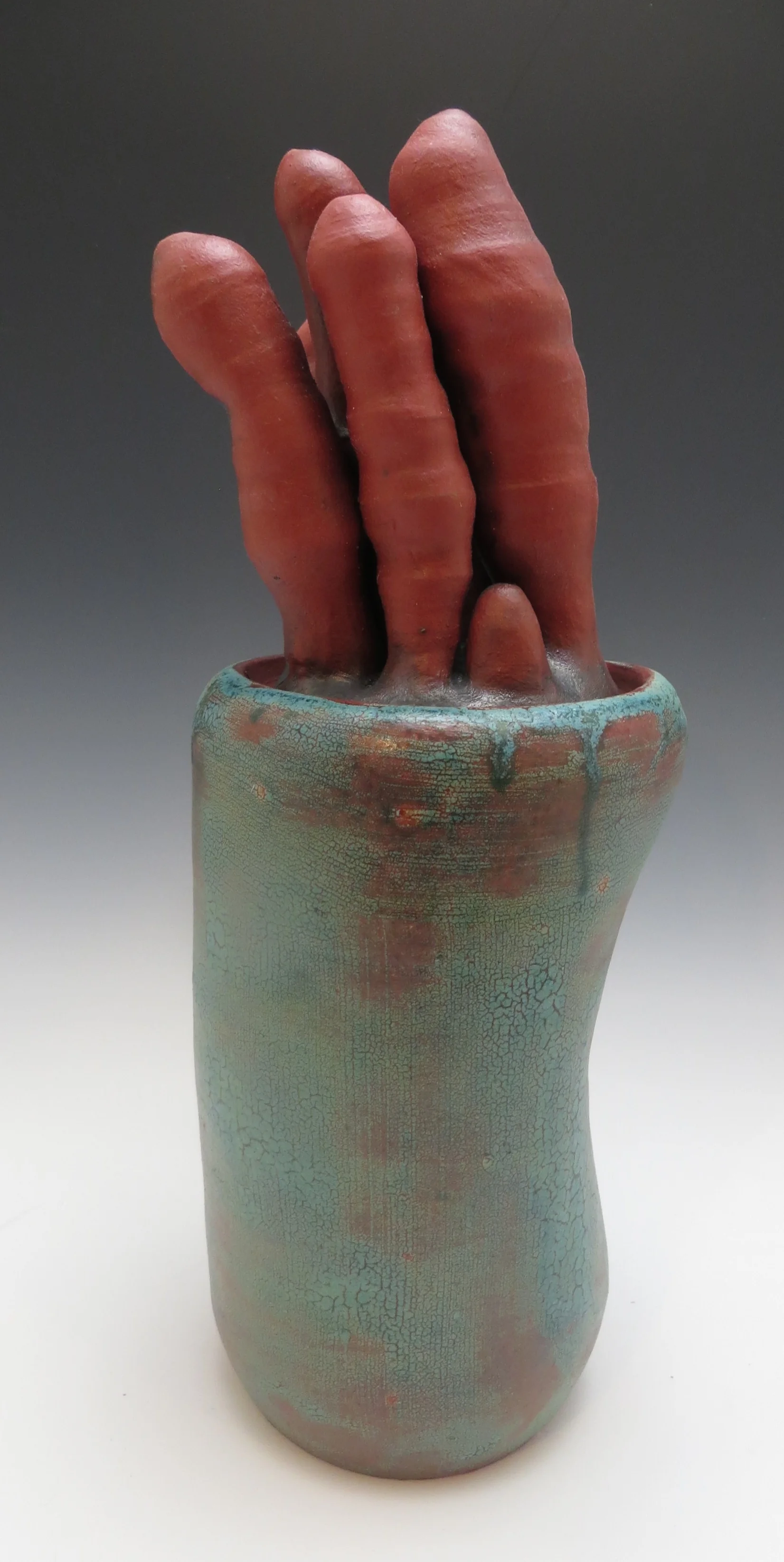 Blue Jar with Red Finger Growths