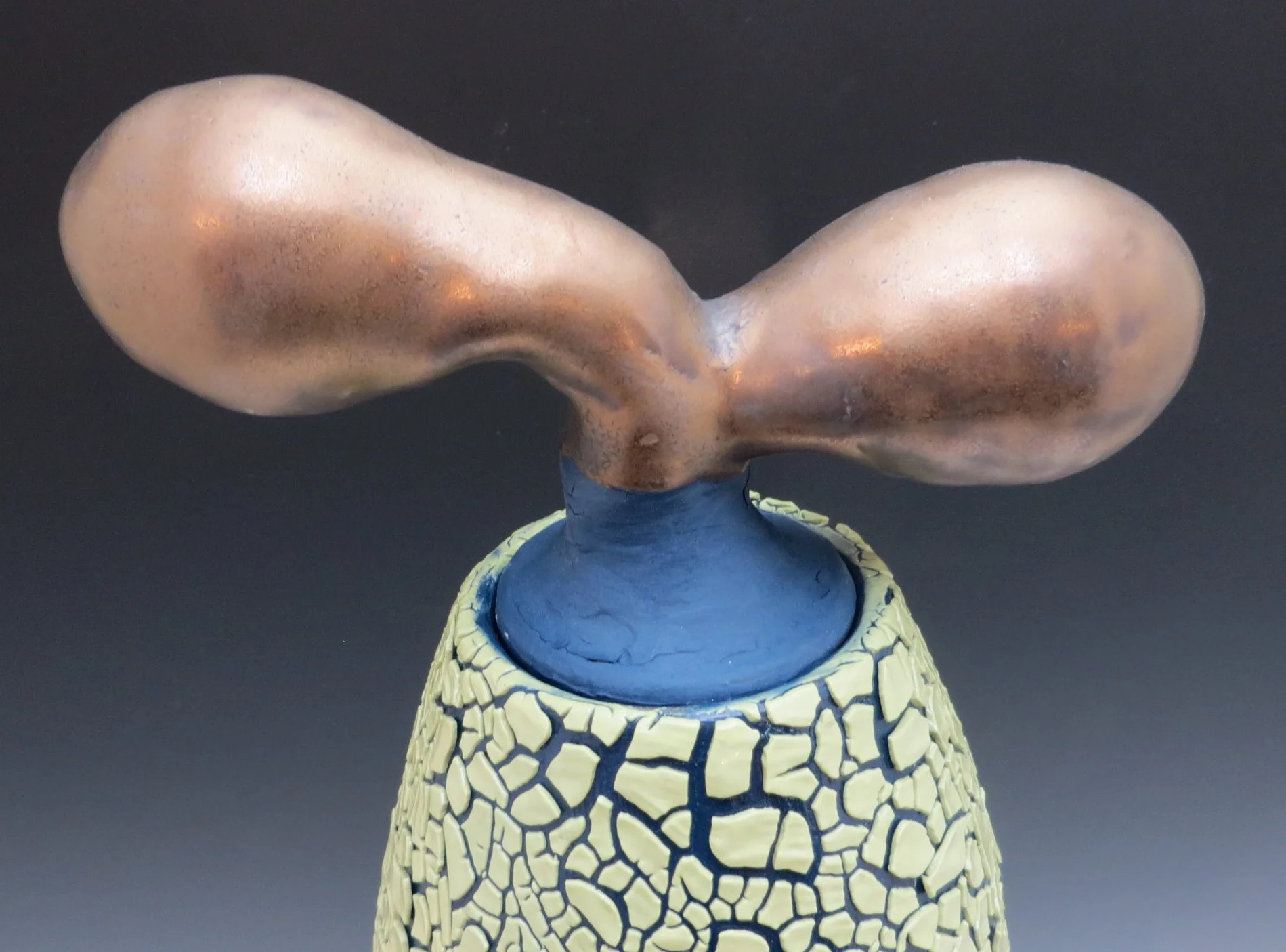 Bronze Tipped Green Mosaic Jar 1	 (detail)