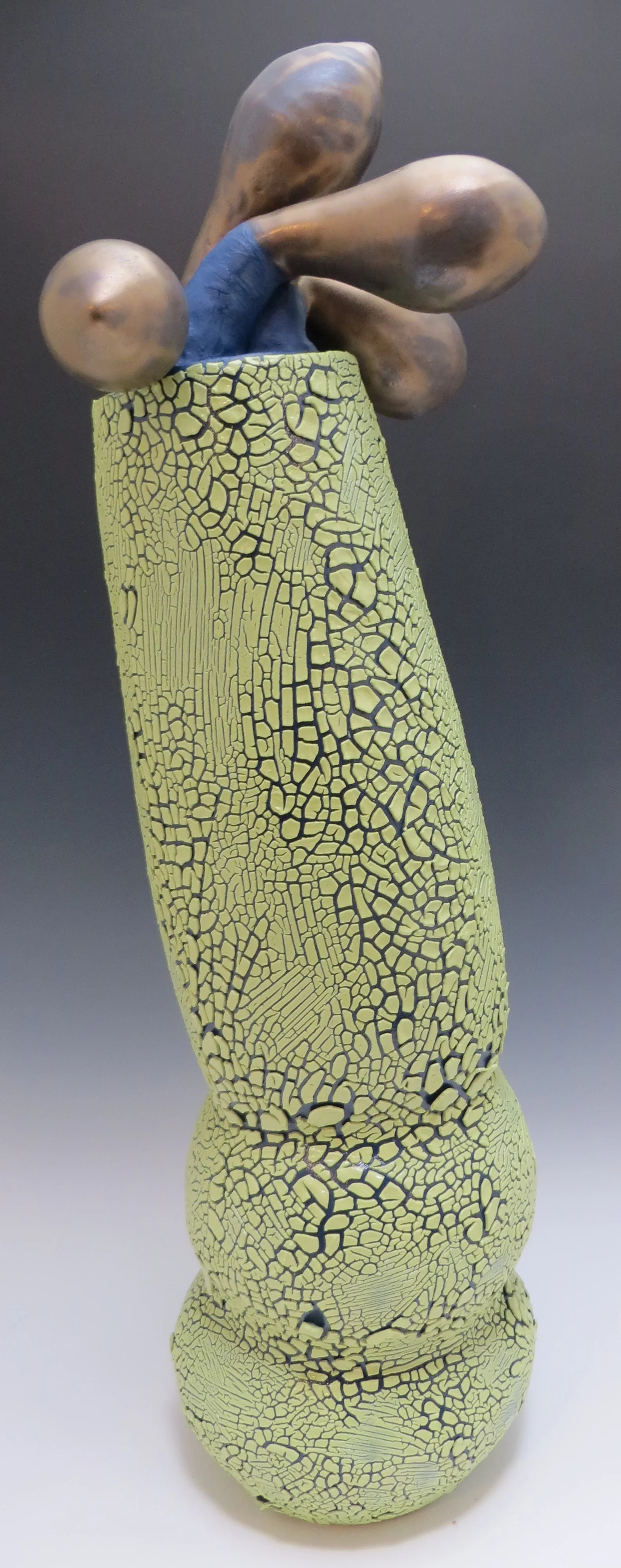 Bronze Tipped Green Mosaic Jar 2