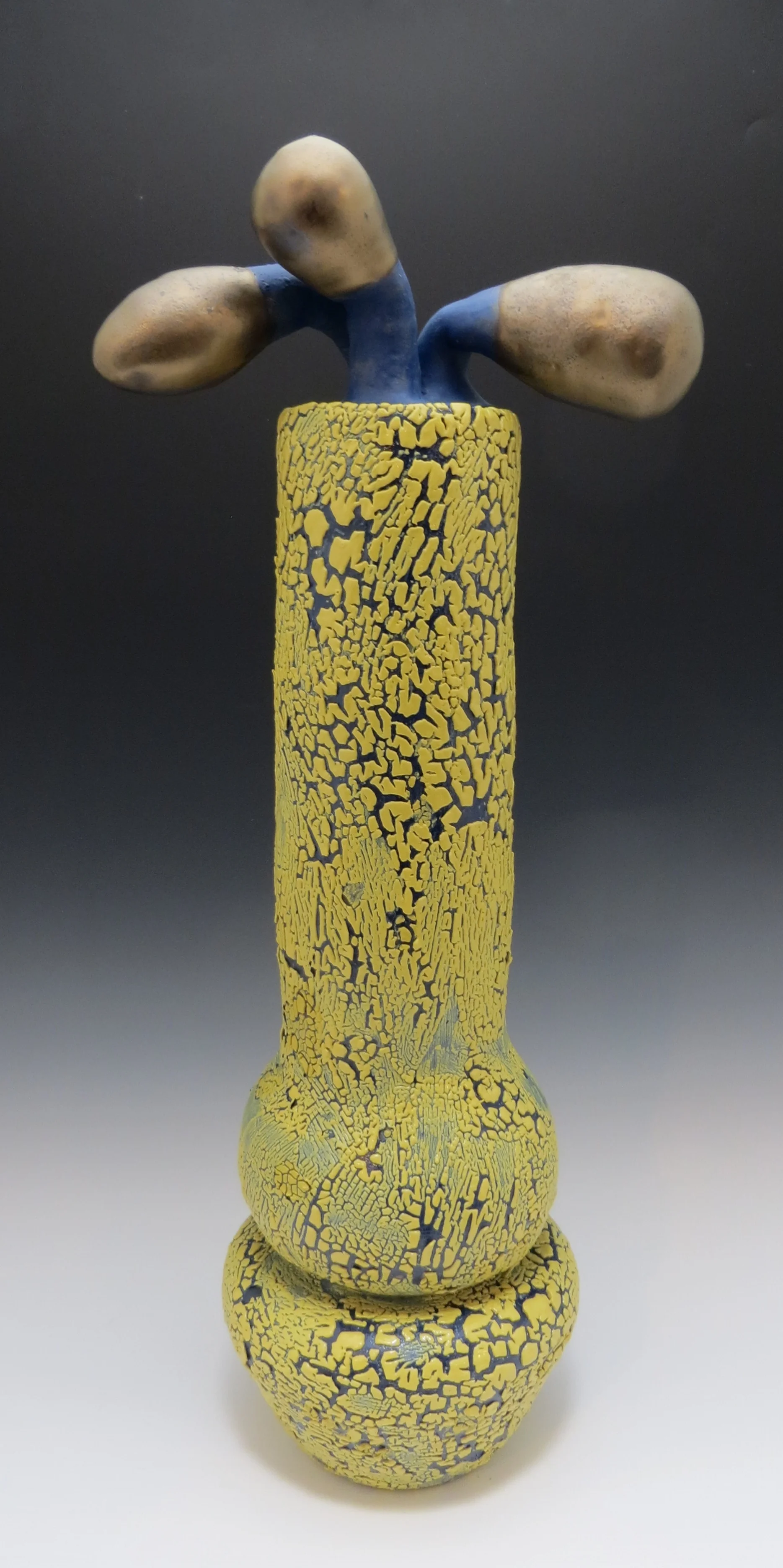 Bronze Tipped Yellow Mosaic Jar 