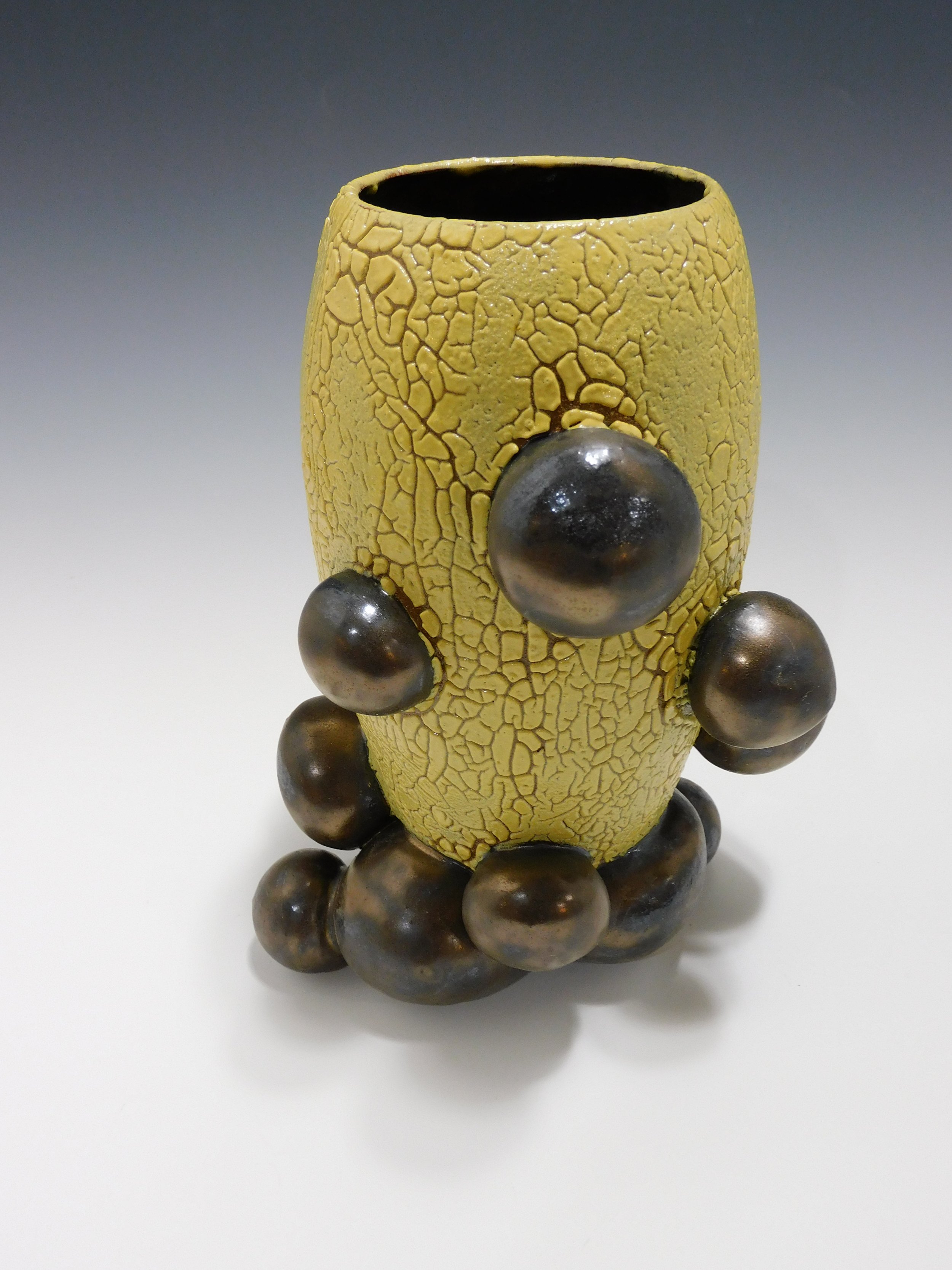 Yellow and Bronze Ball Vase