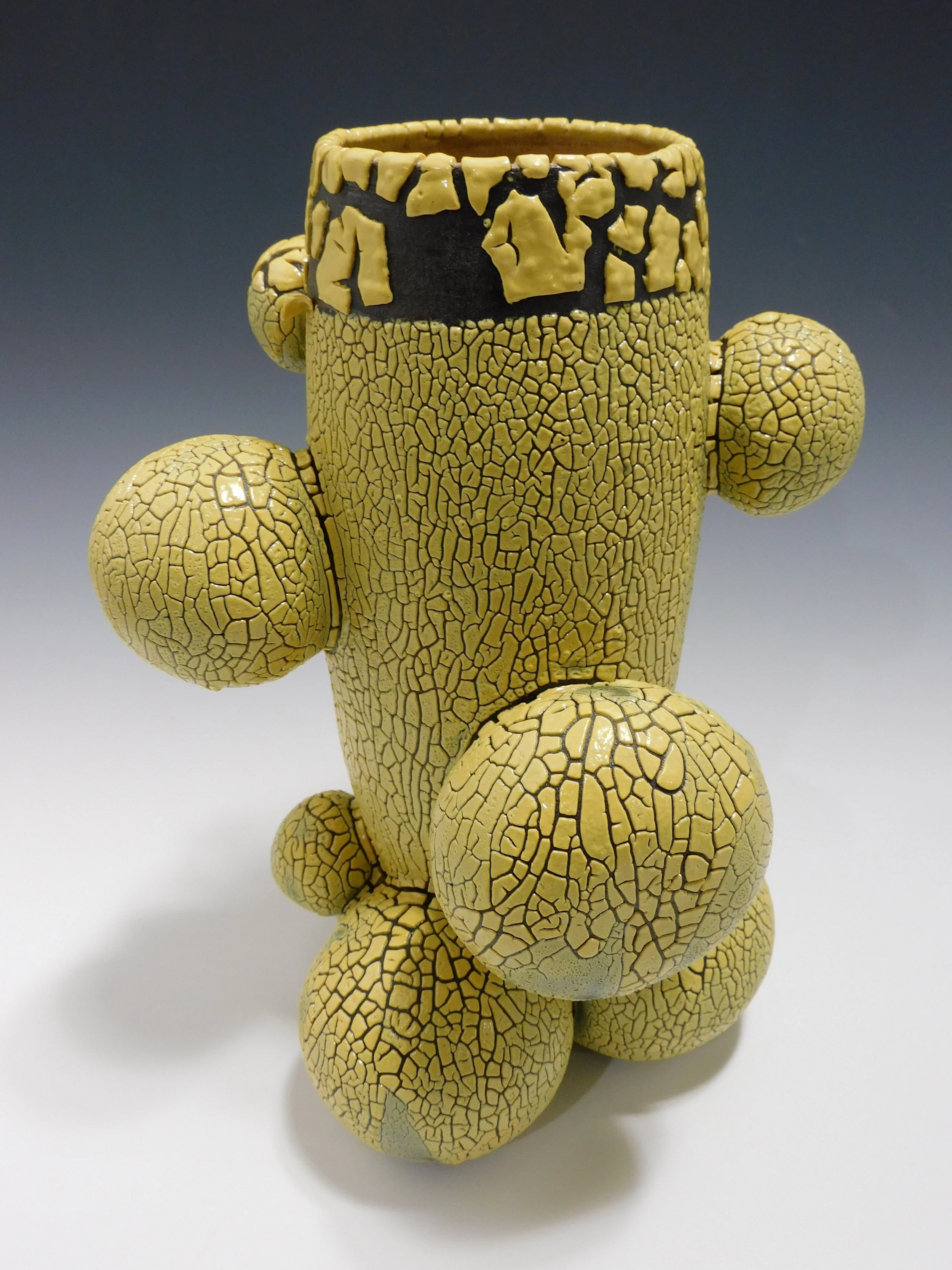 Yellow Over Black Ball Vase