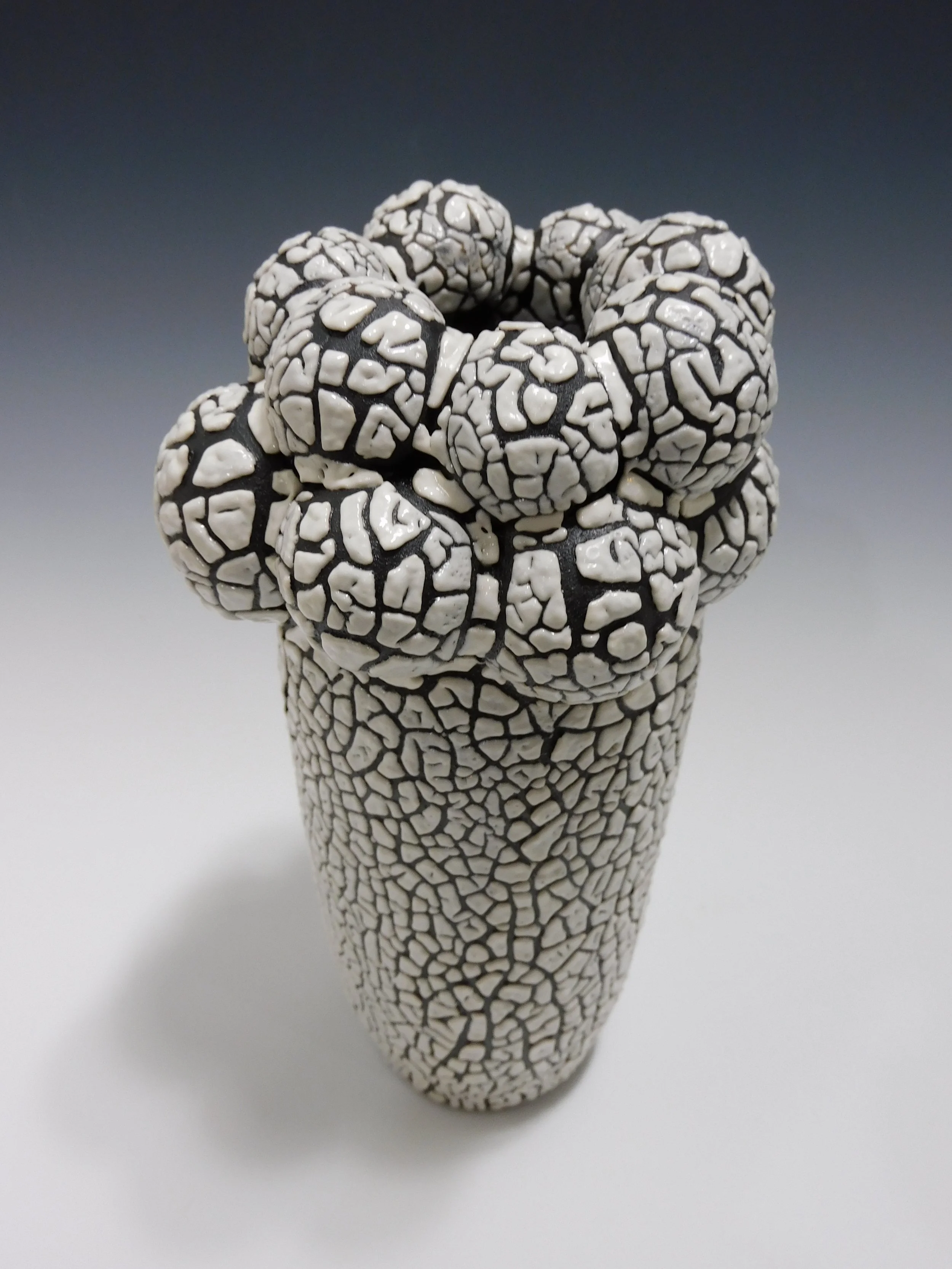 White Over Black Cluster Vase