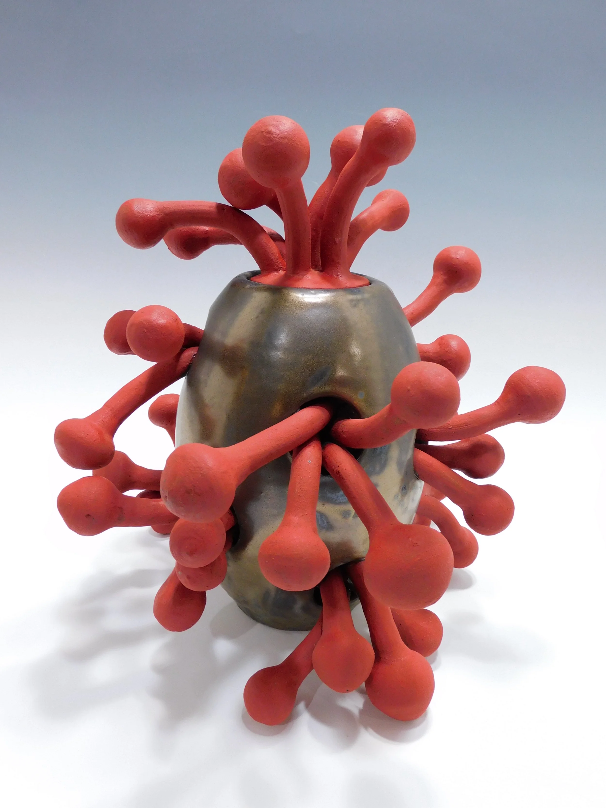 Red Bronze Outside In (Covered Jar)