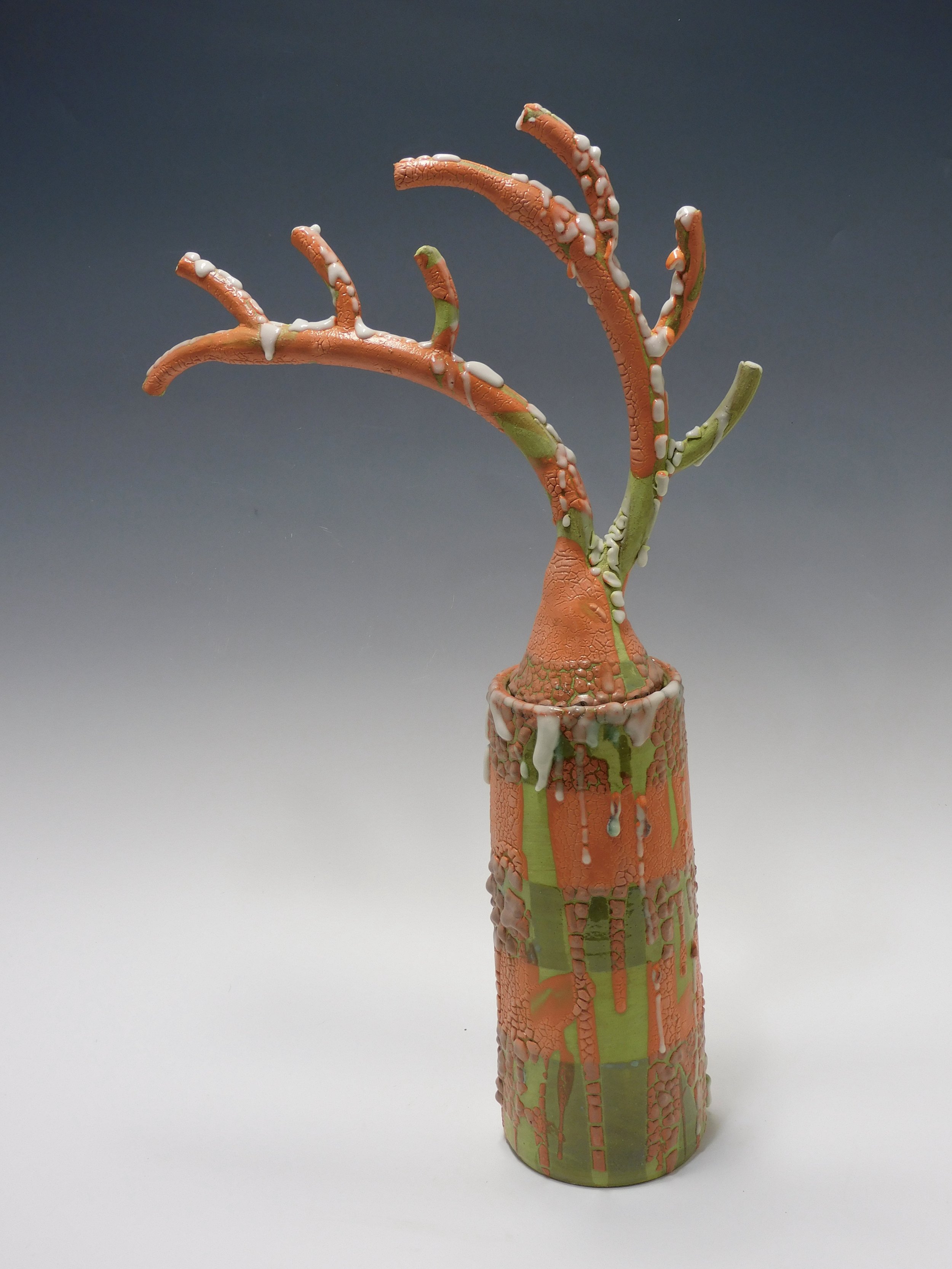 Orange Striped Covered Antler Jar