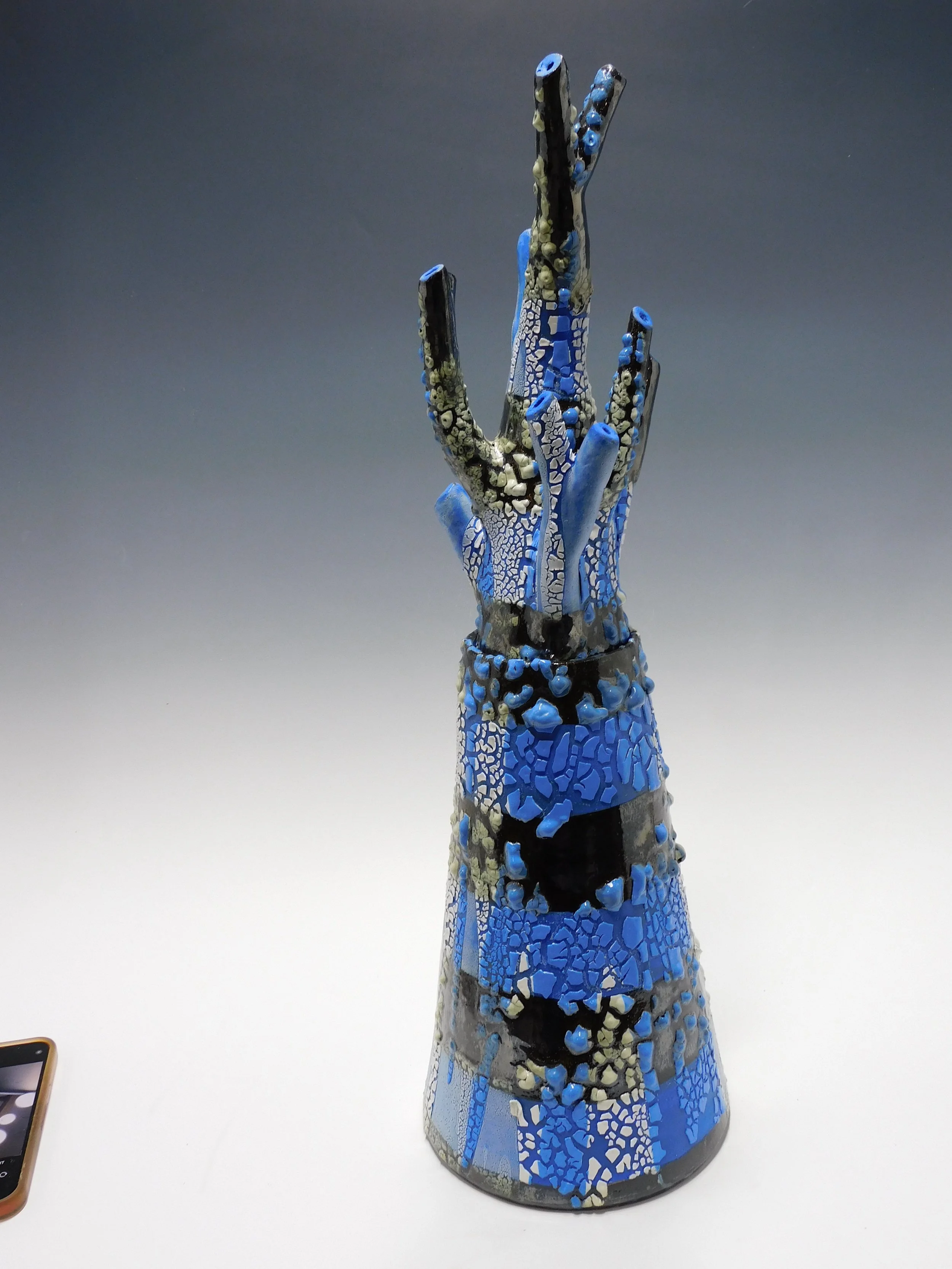 Blue Striped Tree Jar