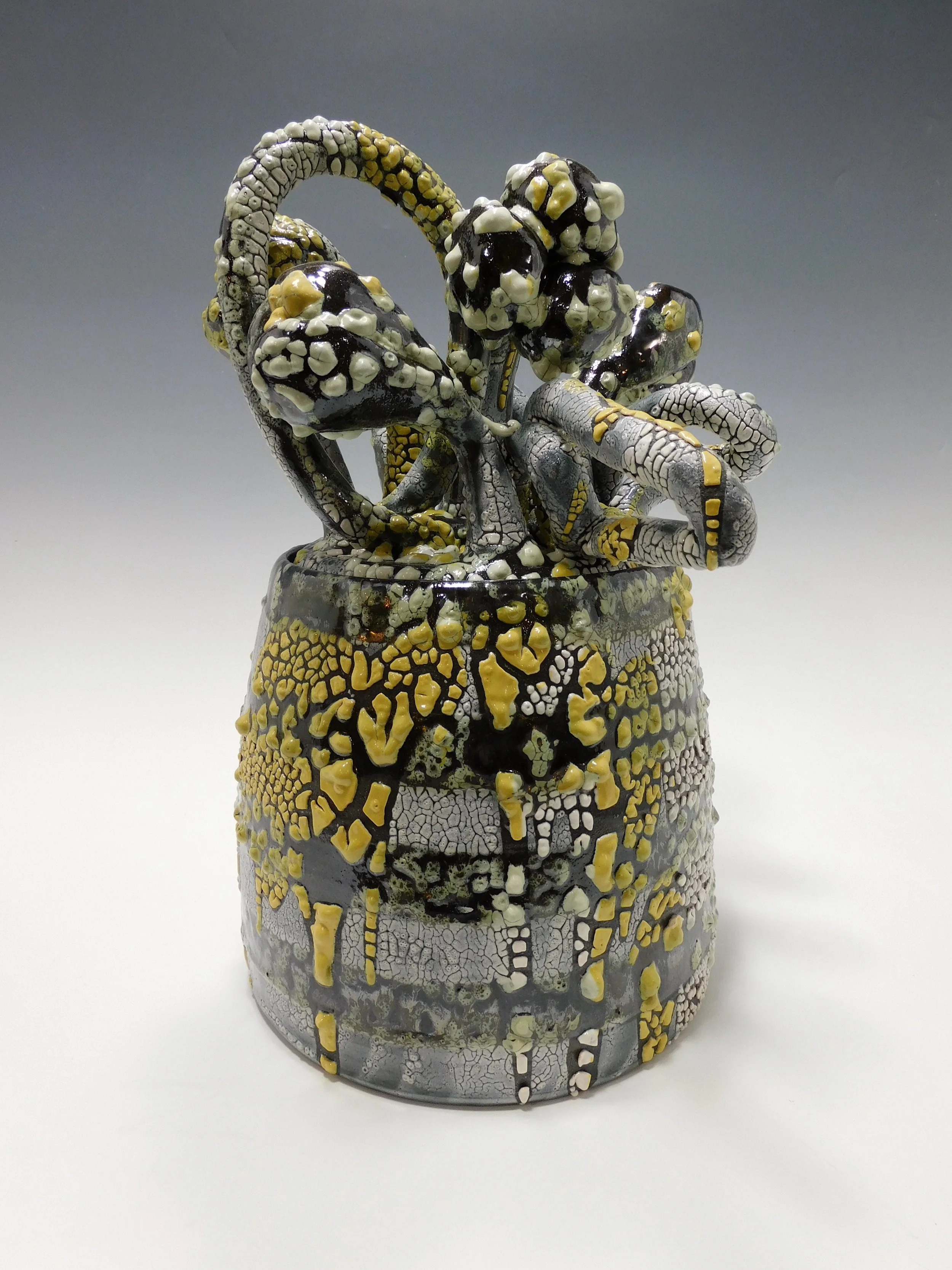 yellow and black striped flower jar..JPG